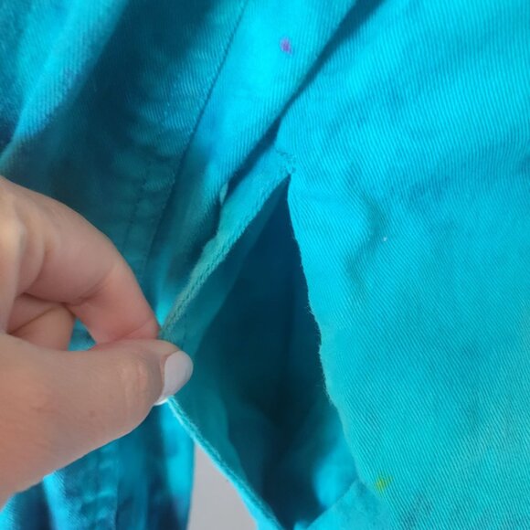 National Vintage Teal Tie Dye Hallowen Grundge Gothic Jean Jacket Size M - Picture 10 of 14